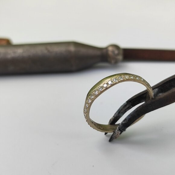 Engagement ring. 14K solid Yellow gold ring with 0.25ct Diamonds. Unique - Picture 13 of 17